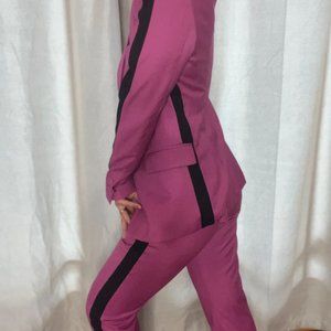 Pink WildFang Pantsuit set with Black racking stripe